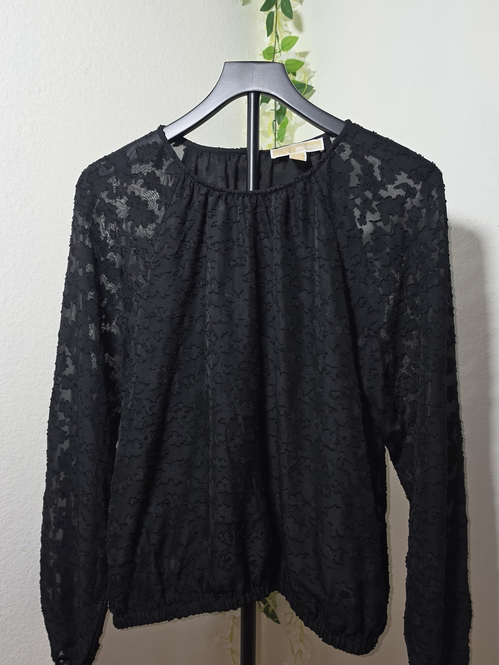 Michael Kors Black Lace Long-Sleeve Blouse